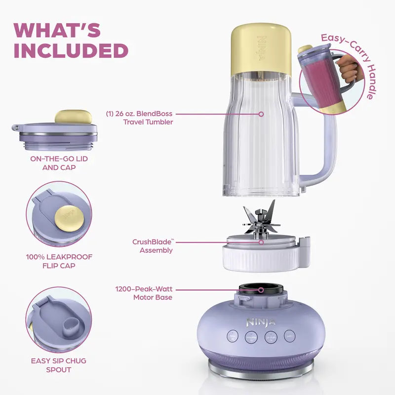 BlendBOSS Tumbler Blender with 26oz Travel Tumbler & Removable Straw
