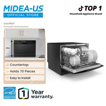 Compact Countertop Dishwasher – 6 Place Capacity | 8 Smart Wash Modes (ECO, Glass, Baby Care) | Energy Efficient & Space-Saving