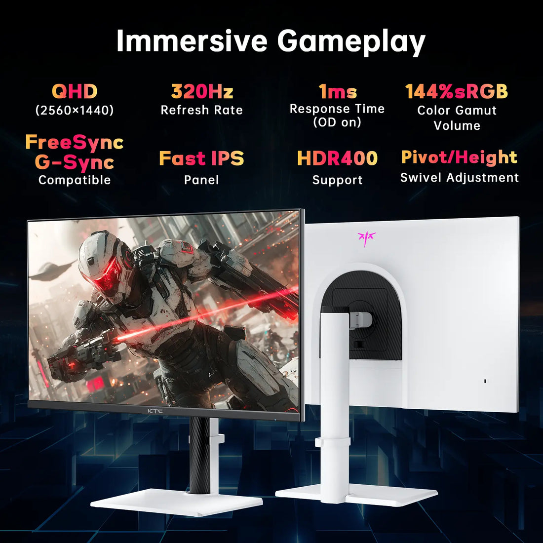 27" QHD Gaming Monitor – 300Hz (OC 320Hz), Fast IPS, 1ms, HDR400, Low Blue Light