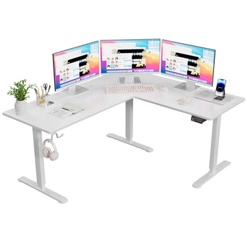 L-Shaped Electric Standing Desk – 63" Adjustable Height Corner Computer Workstation