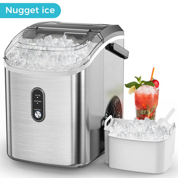 Nugget Ice Maker Countertop,33lbs/Day, Pellet ice Maker, a Basket in 1.5 Hour, Self-Cleaning, One-Click Design, Compact Crushed Ice Maker with Chewy Ice for Home Bar Party